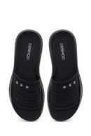 Women's Black Thick-Soled Knitted Fabric Slippers | Derimod Women's Black Thick-Soled Knitted Fabric Slippers | Derimod