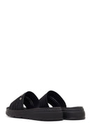 Women's Black Thick-Soled Knitted Fabric Slippers | Derimod Women's Black Thick-Soled Knitted Fabric Slippers | Derimod