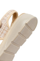 Women's Beige Chunky Sole Patterned Fabric Sandals | Derimod Women's Beige Chunky Sole Patterned Fabric Sandals | Derimod