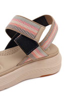 Women's Beige Strapped Thick-Soled Fabric Comfort Sandals | Derimod Women's Beige Strapped Thick-Soled Fabric Comfort Sandals | Derimod