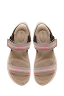 Women's Beige Strapped Thick-Soled Fabric Comfort Sandals | Derimod Women's Beige Strapped Thick-Soled Fabric Comfort Sandals | Derimod