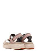 Women's Beige Strapped Thick-Soled Fabric Comfort Sandals | Derimod Women's Beige Strapped Thick-Soled Fabric Comfort Sandals | Derimod