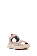 Women's Beige Strapped Thick-Soled Fabric Comfort Sandals | Derimod Women's Beige Strapped Thick-Soled Fabric Comfort Sandals | Derimod