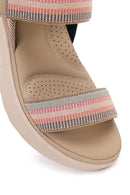 Women's Beige Strapped Thick-Soled Fabric Comfort Sandals | Derimod Women's Beige Strapped Thick-Soled Fabric Comfort Sandals | Derimod