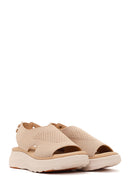 Women's Beige Strapped Thick-Soled Fabric Comfort Sandals | Derimod Women's Beige Strapped Thick-Soled Fabric Comfort Sandals | Derimod