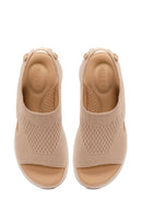 Women's Beige Strapped Thick-Soled Fabric Comfort Sandals | Derimod Women's Beige Strapped Thick-Soled Fabric Comfort Sandals | Derimod