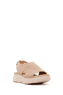 Women's Beige Strapped Thick-Soled Fabric Comfort Sandals | Derimod Women's Beige Strapped Thick-Soled Fabric Comfort Sandals | Derimod