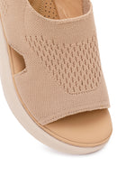 Women's Beige Strapped Thick-Soled Fabric Comfort Sandals | Derimod Women's Beige Strapped Thick-Soled Fabric Comfort Sandals | Derimod