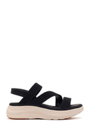 Women's Black Thick-Soled Fabric Comfort Sandals | Derimod Women's Black Thick-Soled Fabric Comfort Sandals | Derimod