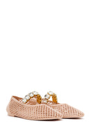 Women's Beige Jelly Ballet Flats with Rhinestones | Derimod Women's Beige Jelly Ballet Flats with Rhinestones | Derimod