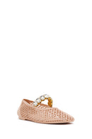 Women's Beige Jelly Ballet Flats with Rhinestones | Derimod Women's Beige Jelly Ballet Flats with Rhinestones | Derimod