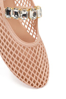 Women's Beige Jelly Ballet Flats with Rhinestones | Derimod Women's Beige Jelly Ballet Flats with Rhinestones | Derimod