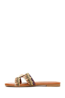 Women's Tan Straw Slippers | Derimod Women's Tan Straw Slippers | Derimod