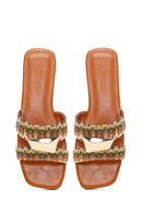 Women's Tan Straw Slippers | Derimod Women's Tan Straw Slippers | Derimod