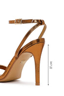 Kadın Bronz Bilekten Bantlı Metalik Yüksek İnce Topuklu Sandalet | Derimod Kadın Bronz Bilekten Bantlı Metalik Yüksek İnce Topuklu Sandalet | Derimod