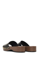 Woman Black Thick-Soled Patent Leather Slippers | Derimod Woman Black Thick-Soled Patent Leather Slippers | Derimod