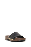 Woman Black Thick-Soled Patent Leather Slippers | Derimod Woman Black Thick-Soled Patent Leather Slippers | Derimod