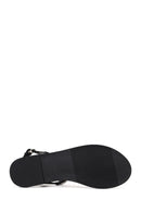 Woman Black Stone-Embellished Flip-Flop Sandal | Derimod Woman Black Stone-Embellished Flip-Flop Sandal | Derimod