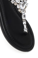 Woman Black Stone-Embellished Flip-Flop Sandal | Derimod Woman Black Stone-Embellished Flip-Flop Sandal | Derimod