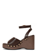 Woman Brown Ankle-Buckle Wedge-Heel Sandals | Derimod Woman Brown Ankle-Buckle Wedge-Heel Sandals | Derimod