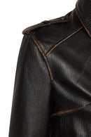 Oxford Woman Black Biker Leather Jacket | Derimod Oxford Woman Black Biker Leather Jacket | Derimod