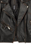 Oxford Woman Black Biker Leather Jacket | Derimod Oxford Woman Black Biker Leather Jacket | Derimod