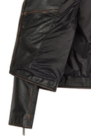 Oxford Woman Black Biker Leather Jacket | Derimod Oxford Woman Black Biker Leather Jacket | Derimod