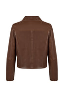 Jill Woman Brown Short Leather Jacket | Derimod Jill Woman Brown Short Leather Jacket | Derimod