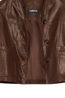 Jill Woman Brown Short Leather Jacket | Derimod Jill Woman Brown Short Leather Jacket | Derimod