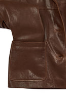 Jill Woman Brown Short Leather Jacket | Derimod Jill Woman Brown Short Leather Jacket | Derimod