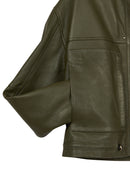 Madlen Kadın Yeşil Oversize Deri Ceket | Derimod Madlen Kadın Yeşil Oversize Deri Ceket | Derimod