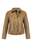 Madlen Woman Brown Oversize Leather Jacket | Derimod Madlen Woman Brown Oversize Leather Jacket | Derimod