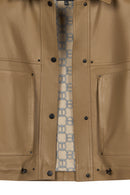 Madlen Woman Brown Oversize Leather Jacket | Derimod Madlen Woman Brown Oversize Leather Jacket | Derimod