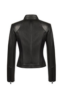 Maya Kadın Siyah Hakim Yaka Deri Ceket | Derimod Maya Kadın Siyah Hakim Yaka Deri Ceket | Derimod