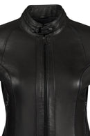 Maya Kadın Siyah Hakim Yaka Deri Ceket | Derimod Maya Kadın Siyah Hakim Yaka Deri Ceket | Derimod