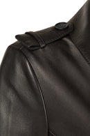 Evita Kadın Siyah Kemer Detaylı Deri Trençkot | Derimod Evita Kadın Siyah Kemer Detaylı Deri Trençkot | Derimod