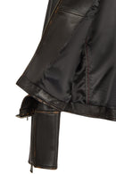 Nina Kadın Siyah Vintage Deri Ceket | Derimod Nina Kadın Siyah Vintage Deri Ceket | Derimod