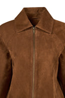 Miami Kadın Kahverengi Oversize Süet Deri Ceket | Derimod Miami Kadın Kahverengi Oversize Süet Deri Ceket | Derimod