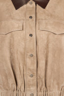 Mexico Kadın Bej Oversize Süet Deri Ceket | Derimod Mexico Kadın Bej Oversize Süet Deri Ceket | Derimod