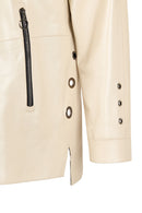 Dorothy Woman Beige Wide-Fit Leather Jacket | Derimod Dorothy Woman Beige Wide-Fit Leather Jacket | Derimod