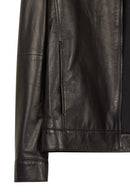 Mane Male Black Mandarin Collar Leather Jacket | Derimod Mane Male Black Mandarin Collar Leather Jacket | Derimod