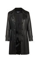 Lilian Kadın Siyah Uzun Deri Kaban | Derimod Lilian Kadın Siyah Uzun Deri Kaban | Derimod