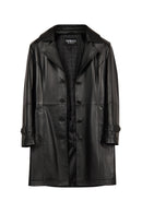 Lilian Kadın Siyah Uzun Deri Kaban | Derimod Lilian Kadın Siyah Uzun Deri Kaban | Derimod