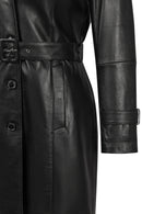 Lilian Kadın Siyah Uzun Deri Kaban | Derimod Lilian Kadın Siyah Uzun Deri Kaban | Derimod