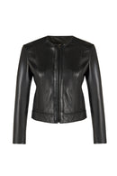 Adela Woman Black Short Leather Jacket | Derimod Adela Woman Black Short Leather Jacket | Derimod
