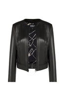 Adela Woman Black Short Leather Jacket | Derimod Adela Woman Black Short Leather Jacket | Derimod