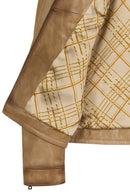 Loretta Woman Beige Leather Jacket | Derimod Loretta Woman Beige Leather Jacket | Derimod