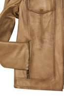 Loretta Woman Beige Leather Jacket | Derimod Loretta Woman Beige Leather Jacket | Derimod