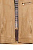 Felibe Erkek Bej Hakim Yaka Deri Ceket | Derimod Felibe Erkek Bej Hakim Yaka Deri Ceket | Derimod