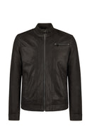 Felibe Male Black Mandarin Collar Leather Jacket | Derimod Felibe Male Black Mandarin Collar Leather Jacket | Derimod